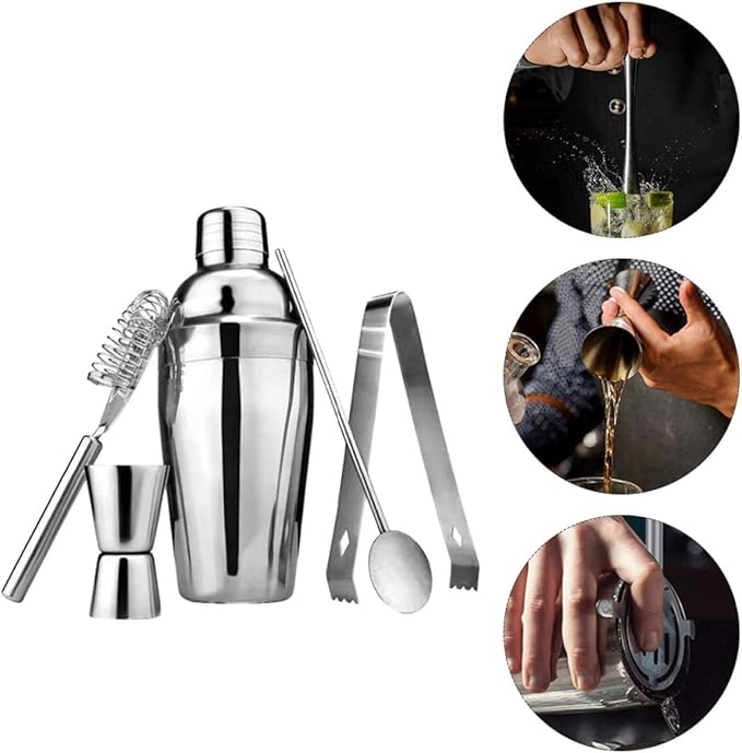 Set de Coctelera de Acero Inoxidable Homoyoyo 550ml con Jigger y Cuchara miniatura 7