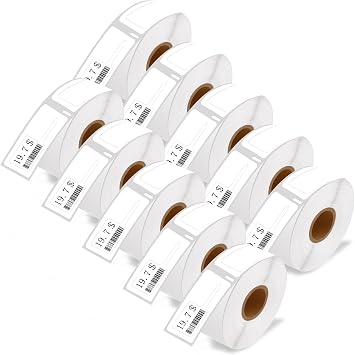 10 Rolls Rat Tail Style LW Jewelry/Price Tags Compatible for Dymo 30373 7/8 x 15/16 400 Labels/Roll Labels Used for DYMO Labelwriter 450, 4XL & Zebra Desktop Printers [NOT FIT 550 & 5XL]