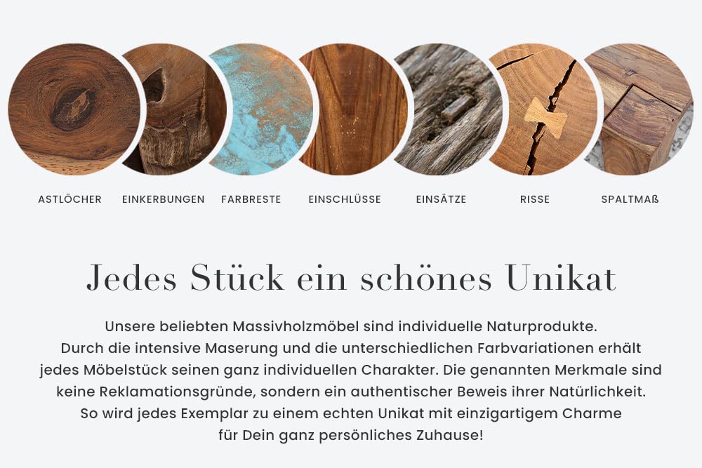 Riess Ambiente Massiver Gartentisch Empire Teak Ø120cm Natur Teakholz Terrassentisch Balkontisch Holztisch Esstisch 4-8 Sitzplätze Outdoor-Tisch Tisch