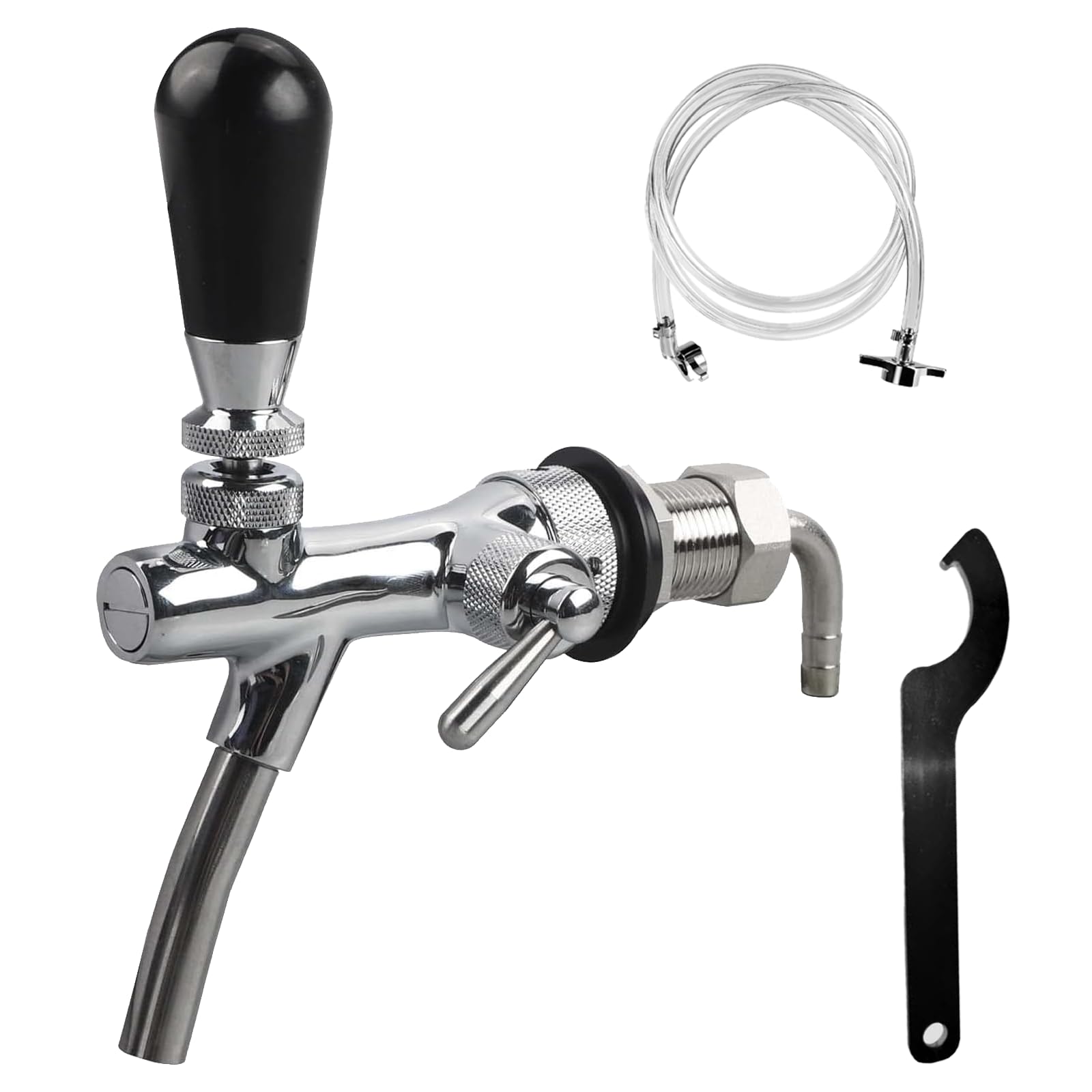 Verstellbarer Bierhahn (18 cm hoch), inklusive Bierschlauch und Zubehör
