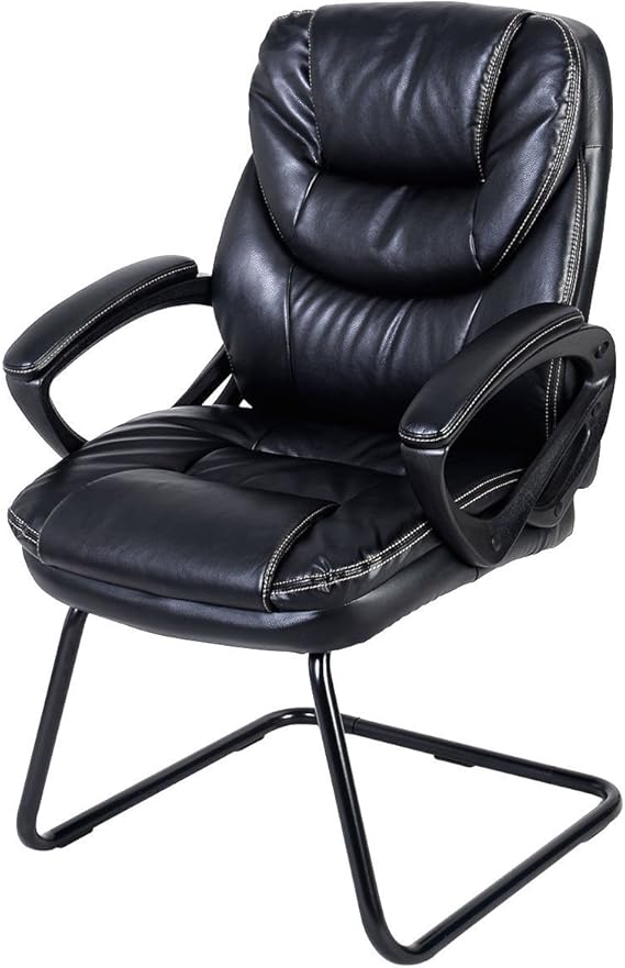 Giantex Black Mid Back Sled Base Guest Visitor Chair Office