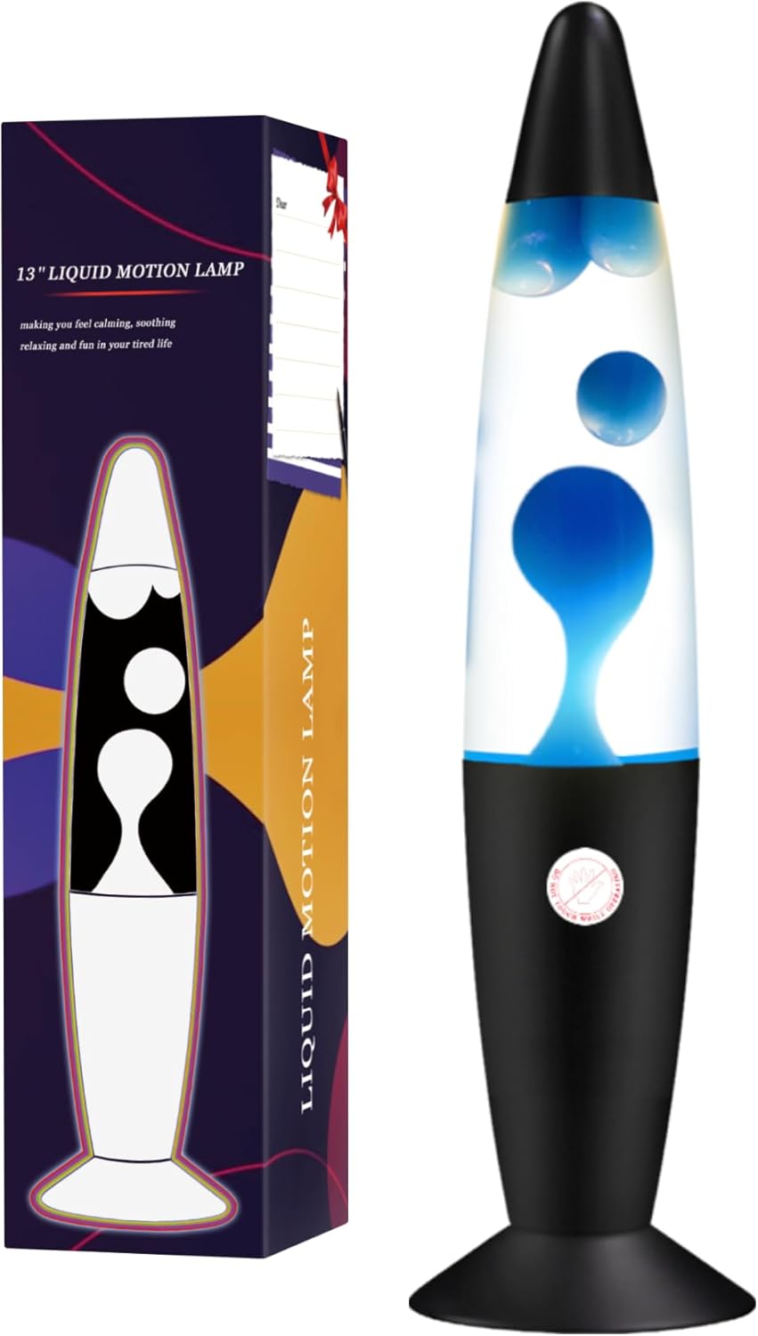 QQP 13 Inches Blue Magma Lamp,Present for Adults Teens and Kids,Liquid Motion Lamps Blue Classic Room Decor for Office Bedroom,Cool Lamp,Black Base