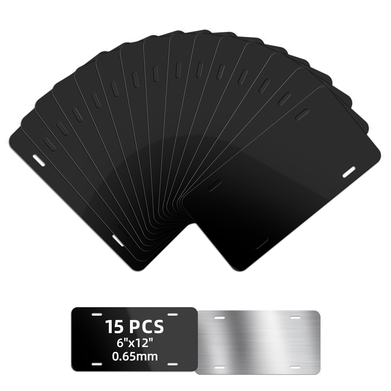 XCLPF15 Pcs Black Sublimation License Plate Blanks for Custom Design Work,Heat Thermal Transfer Sheet DIY Picture Sublimation Blank,Metal Aluminum Automotive License Plate Plates Tag(0.65mm)