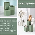 Porte-crayon pour les stylos de bureau Coupe Cute Crayon Organisateur polyvalent Maison et classe Organisateur pour la maison de l'école de bureau (vert, 3)