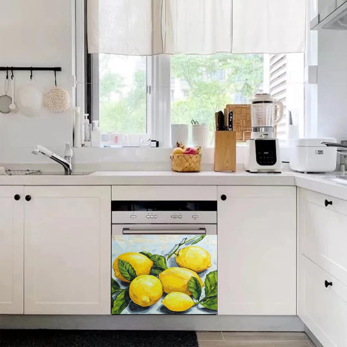 Oil Painting Lemon Decor Dishwasher Magnet Cover Sticker Farmhouse Magnetic Refrigerator Panels Decal Fridge Magnets Stickers 23" Wx17 H