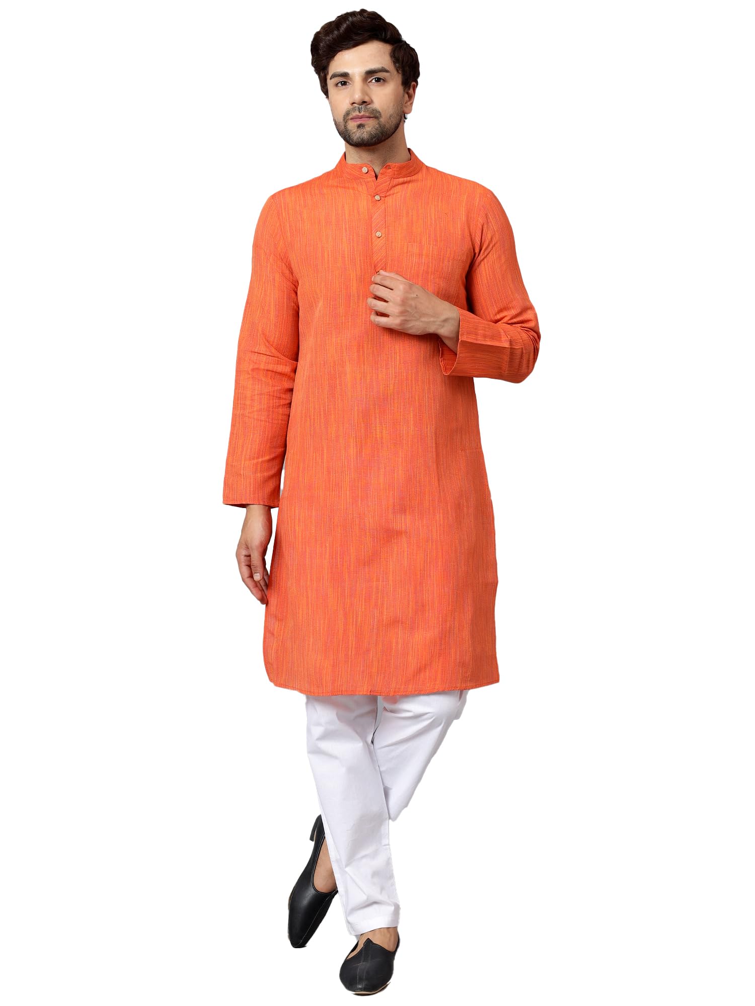 Men's Cotton Long Kurta Full Sleeves - Casual Ethnic Wear