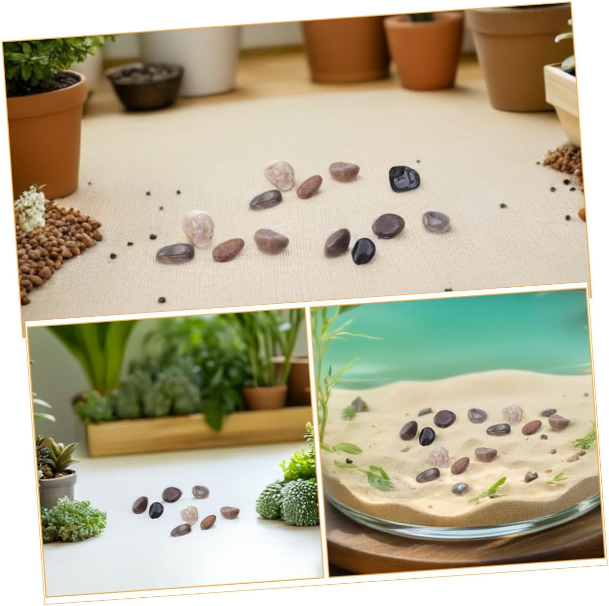 TEHAUX Natural River Pebbles 1500g Polished Aquarium Decorative Gravel Stones 2-3cm Smooth Fish Tank Rocks for Garden Landscaping and Succulent Vase Fillers