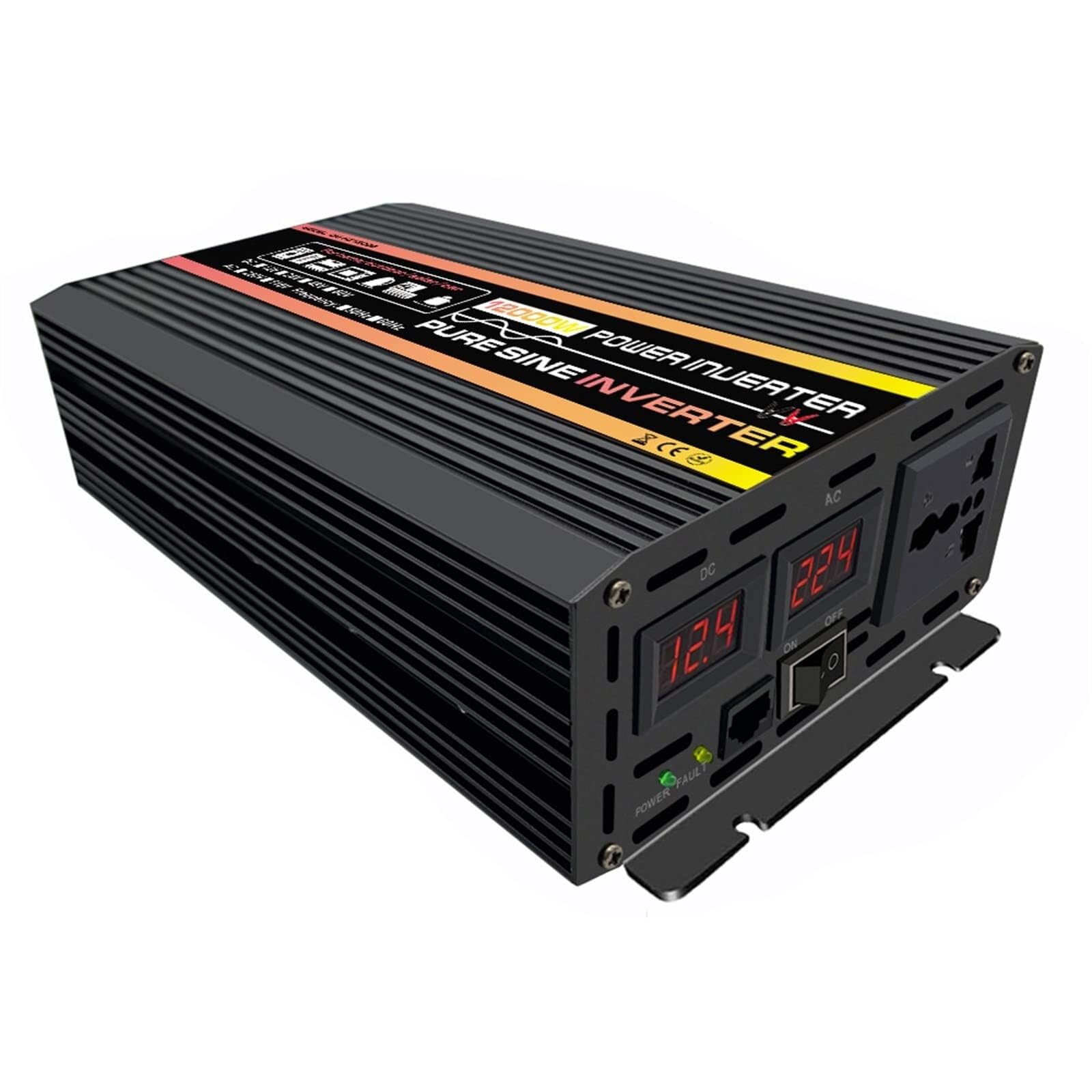 PWANUIGTE 10000/12000W Pure Sine Wave Power Inverter 12V/24V/48V/60V DC to 220V AC Car Plug Adapter Converter Multi-Protection(12000w,60v-220v)