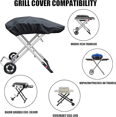 Miniatura 2 de TOHONFOO Cubierta de parrilla para Weber 9010001 Traveler parrilla de gas portátil - Tela Oxford 600D resistente al agua y cubierta de parrilla con