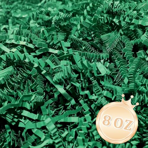Image of 1 /2LB Dark Green Crinkle Cut Paper Shred Filler Great for Gift Wrapping, Dark Green Basket Fillers, Birthday, Gift Wrapping, Anniversary, Halloween Thanksgiving Christmas Party Decor Filling Supplies