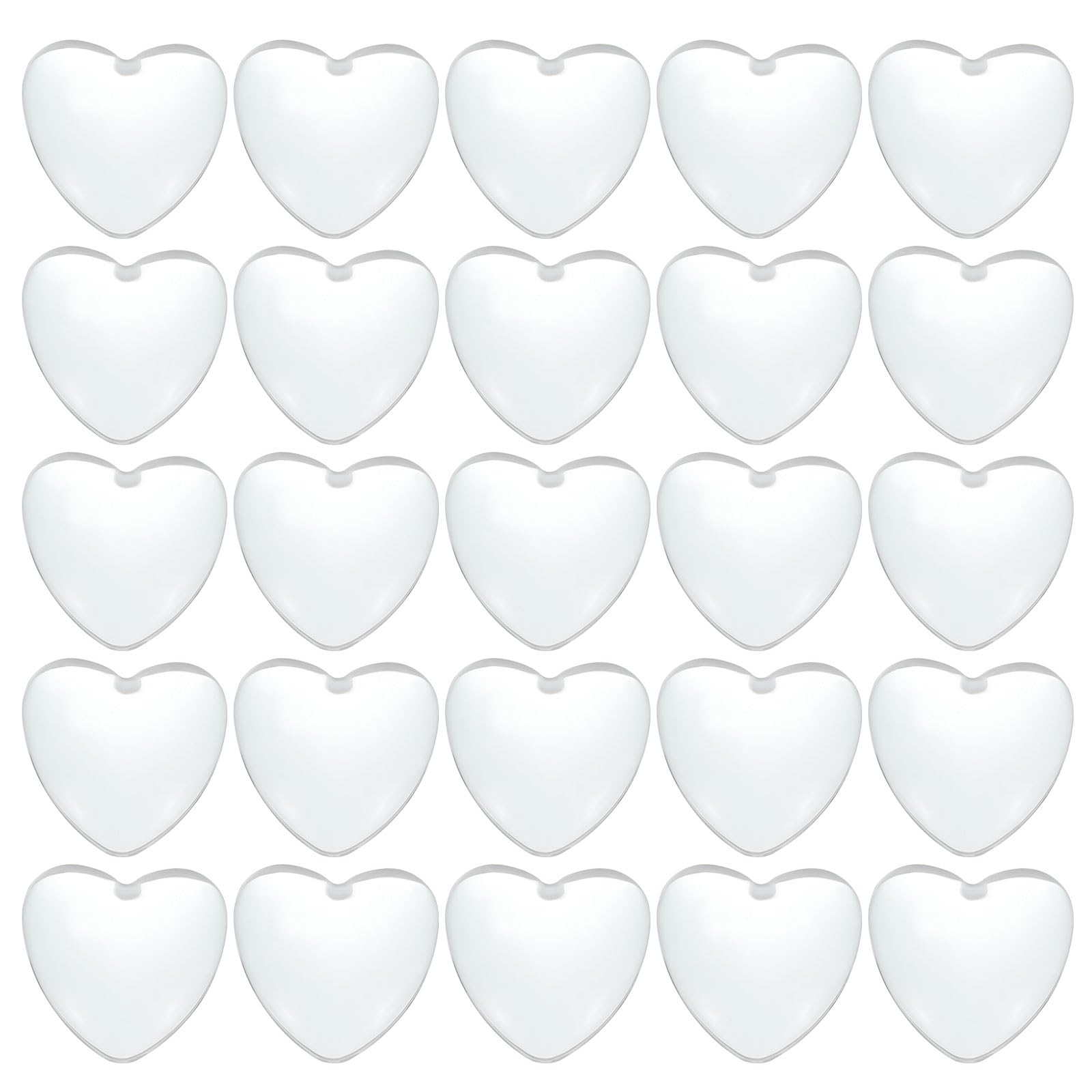 PATIKIL Transparent Glass Cabochons, 60Pcs 25x25mm Heart Shaped Glass Dome Tiles for Photo Pendant Jewelry Making Clear