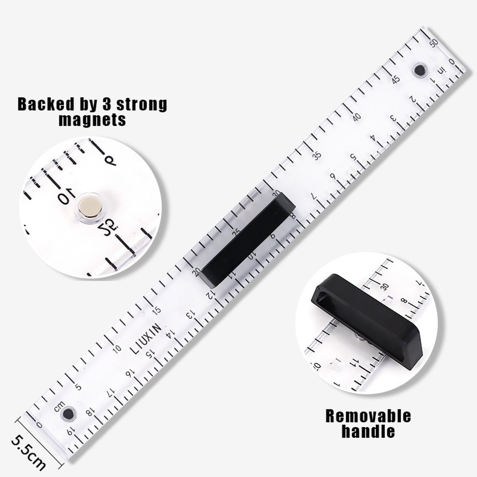 Magnetisches Geometriewerkzeug, Winkelmesser, Dreieckslineale, einfache Befestigung, Tafel-Messset, Lehrertafel, Winkelmesser, Mehrzweck-Set, groß (transparent, 4 Stück)