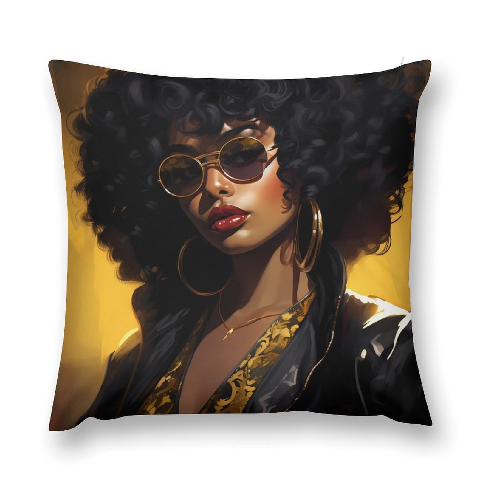 Black Girl Magic Afro Glasses Pillow Covers Square Pillowcase Soft and Cozy Flannel Pillow Cases for Bedroom Recliner Sofa 20 