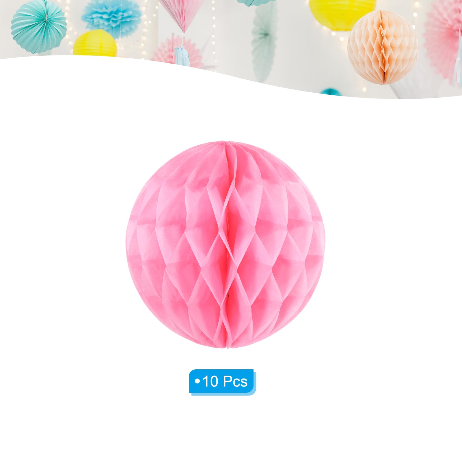 PATIKIL Pom Pom Di Carta Velina Da 10", 10 Pezzi Decorazioni Appese A Forma Di Fiori Per Feste Compleanni Matrimoni Sfondi Per La Casa, Rosa