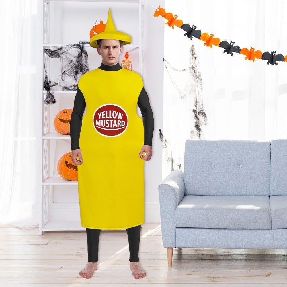 Costume per Coppie, Unisex, per Adulti, con Ketchup E Senape, per Halloween E Travestimento Amante del Cibo, Divertente Tunica