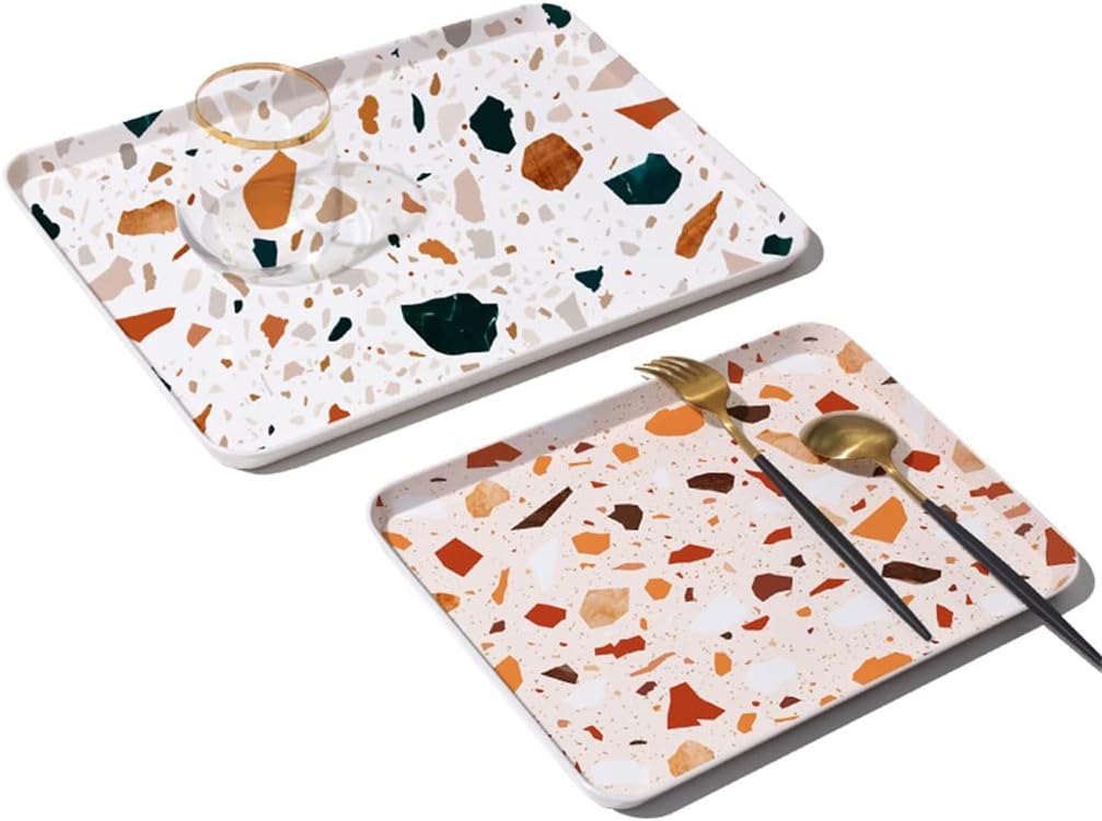 Breakfast Bread Snack Storage Tray Square Dessert Serving Accessories Cosmetics Storage Tray Tray(OneColor,20.7x14.5x2cm)