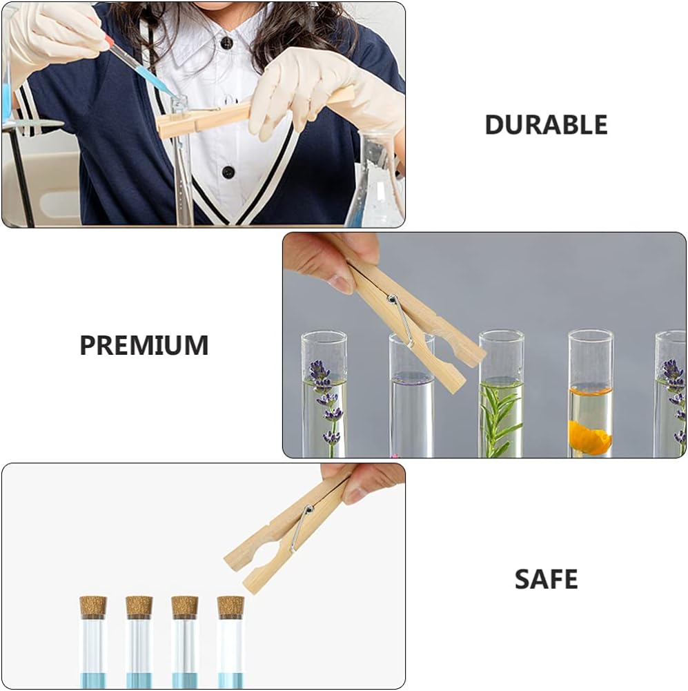 20pcs Wooden Test Tube Clip Bamboo Glass Test Tube Holder Clamp for School Industrial Laboratory Equipment Testing Tool