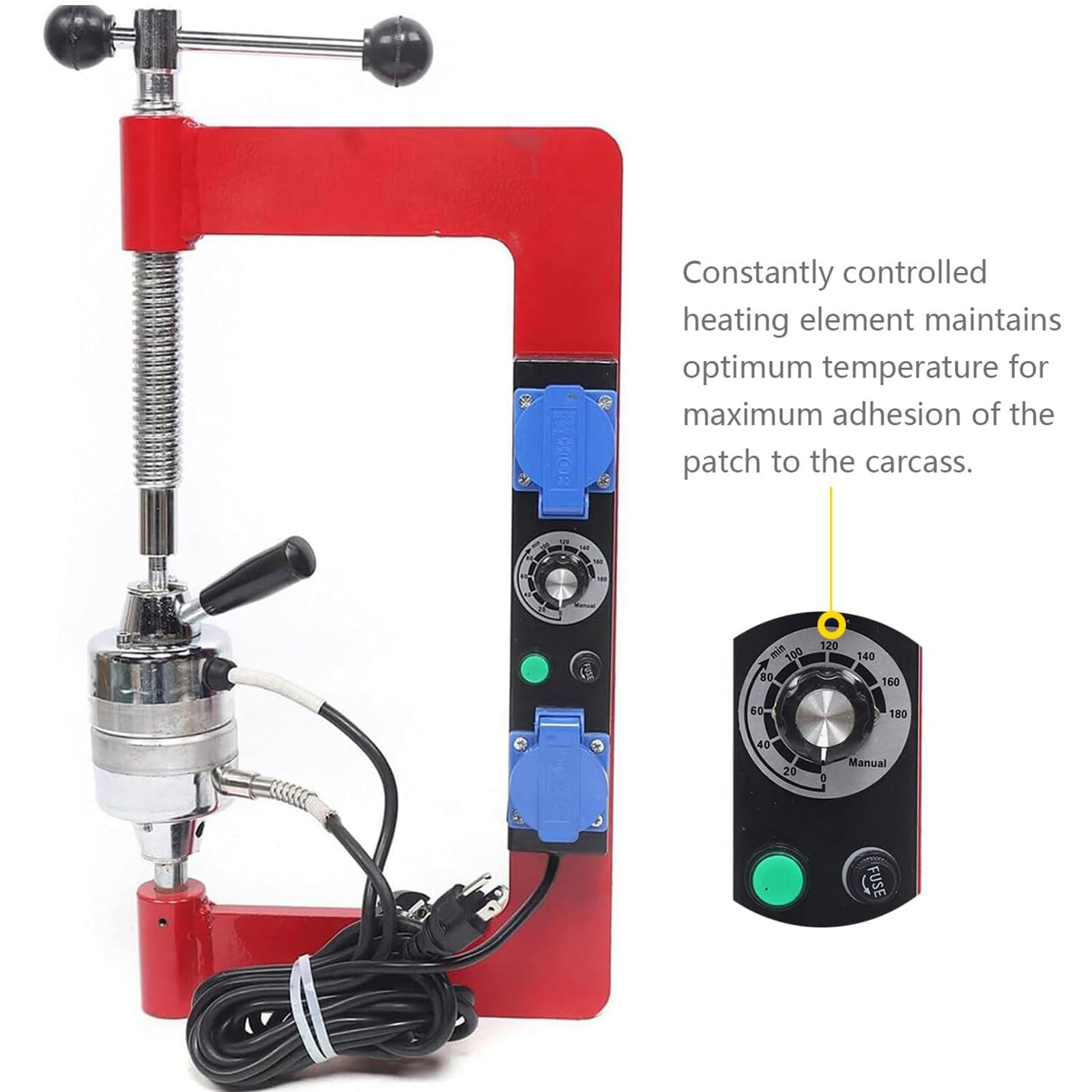 Macchina per vulcanizzazione pneumatici, 2 x 500 W, temperatura di polimerizzazione 150-180 ℃, 8 stampi per riparazione pneumatici auto, SUV, camion