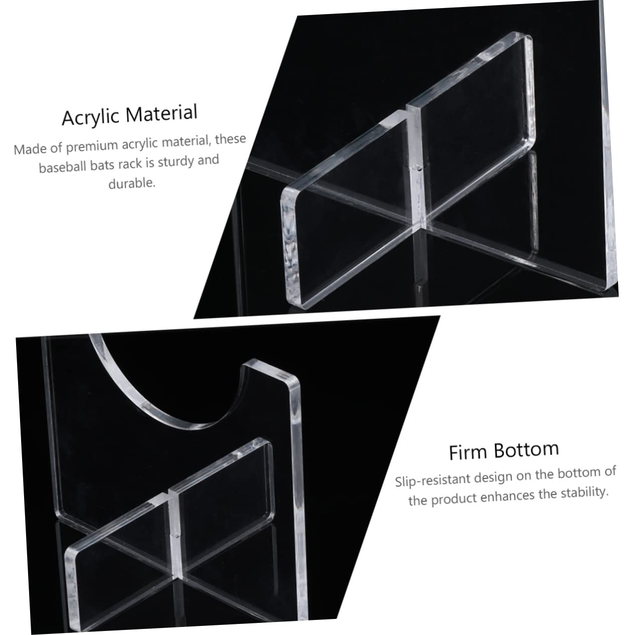 BESPORTBLE 2pcs Acrylic Baseball Bat Display Holder Horizontal Desktop Rack Stand for Collectors Durable Transparent Bat Support Base for Baseball Enthusiasts