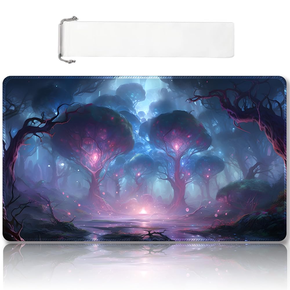 Premium Stitched MTG Playmat with Zones and Non-Slip Rubber Backing - TCG Play Mat for MTG and Other Card Games - Colorful Design with Vintage Look and Feel (DKT (108),No Zones)