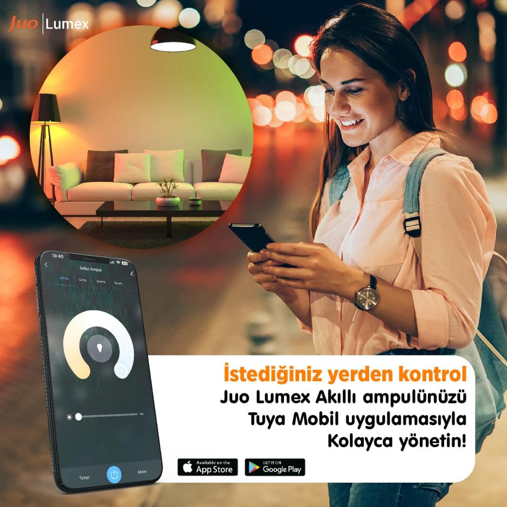 Juo Lumex Akıllı Ampul 9W RGB Wifi & Bluetooth