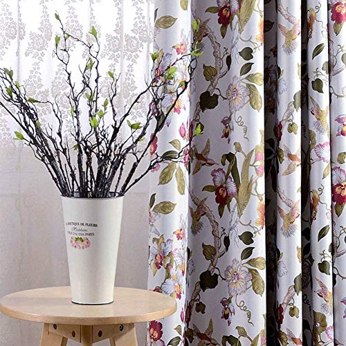 Rideaux à oeillets au style rétro fleuri Myru avec finitions soignées en 66x90