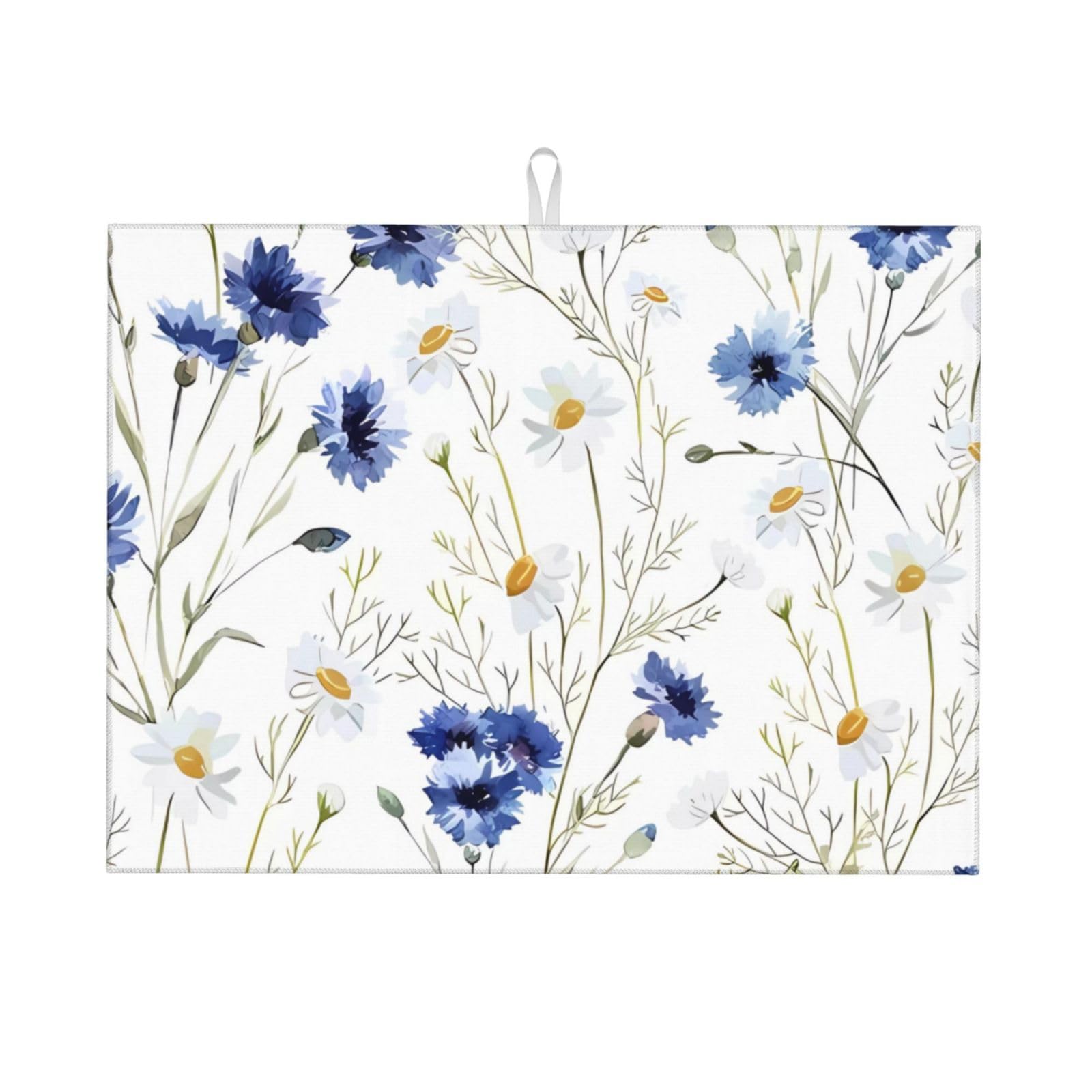 Abtropfmatte Für Küche – 45,7x61 Cm, Mikrofaser, Blumenmuster, Saugfähig & Waschbar