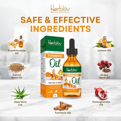 Miniatura 5 de Aceite de cúrcuma para cara y cuerpo, suero natural para iluminar la piel de cúrcuma para manchas oscuras, limpia la piel, combate el acné,