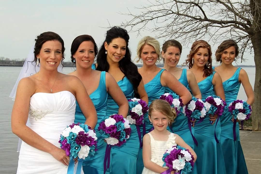 purple and turquoise bridesmaid dresses Long V-Neck Boho Lace Plus Size A-Line Wedding Dresses with Sleeves   27dress