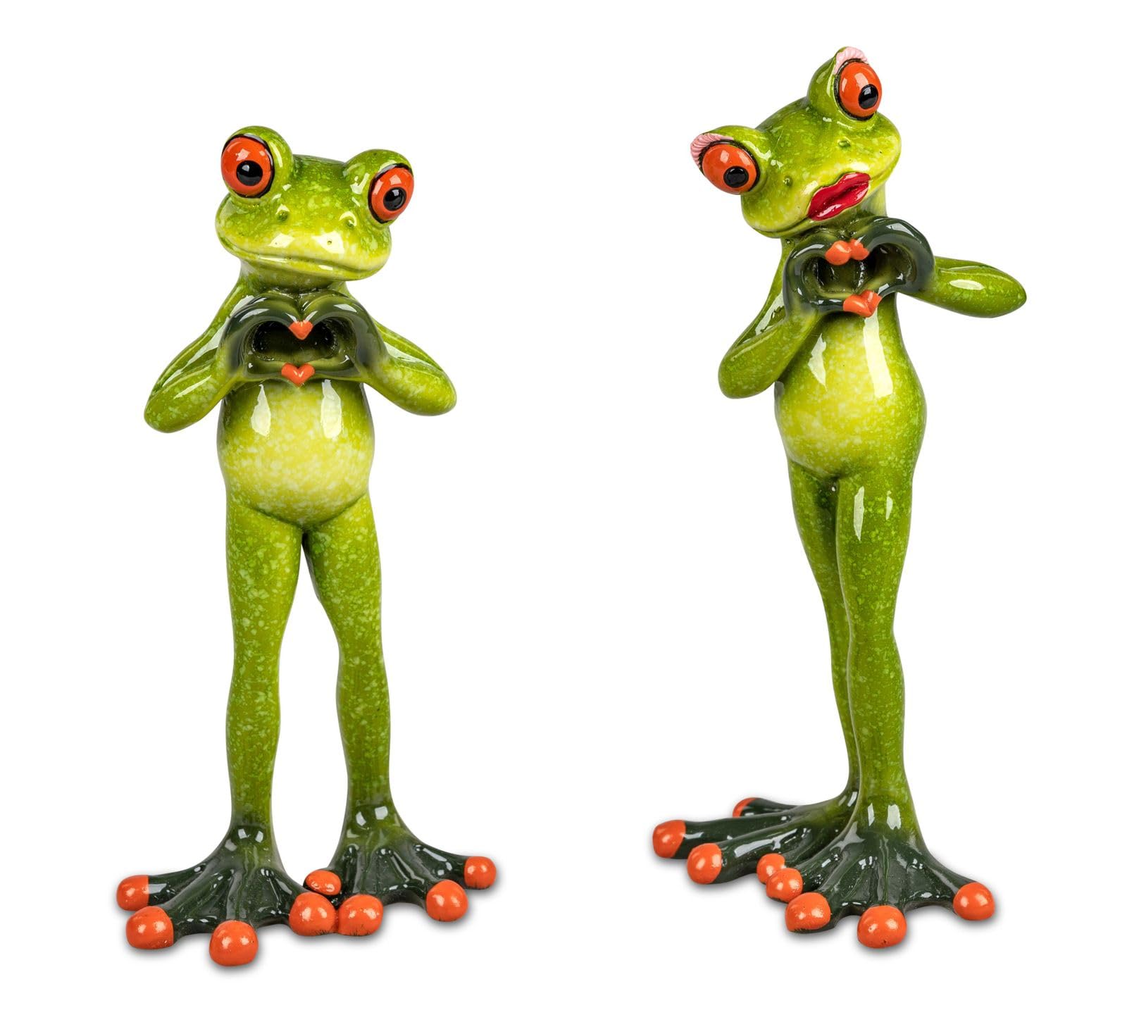 formano Frogs Couple, Colourful Artificial Stone, Folded Hands Heart Design