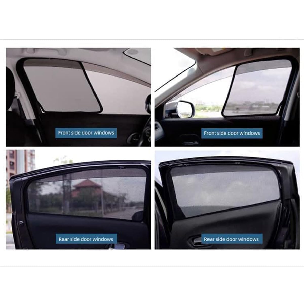 Parasole per Finestrini Laterali Compatibili con Mazda Mazda 2 Hatchback 2007-2013 | Tende elastiche in mesh bloccante sole protezione uv scudo termico