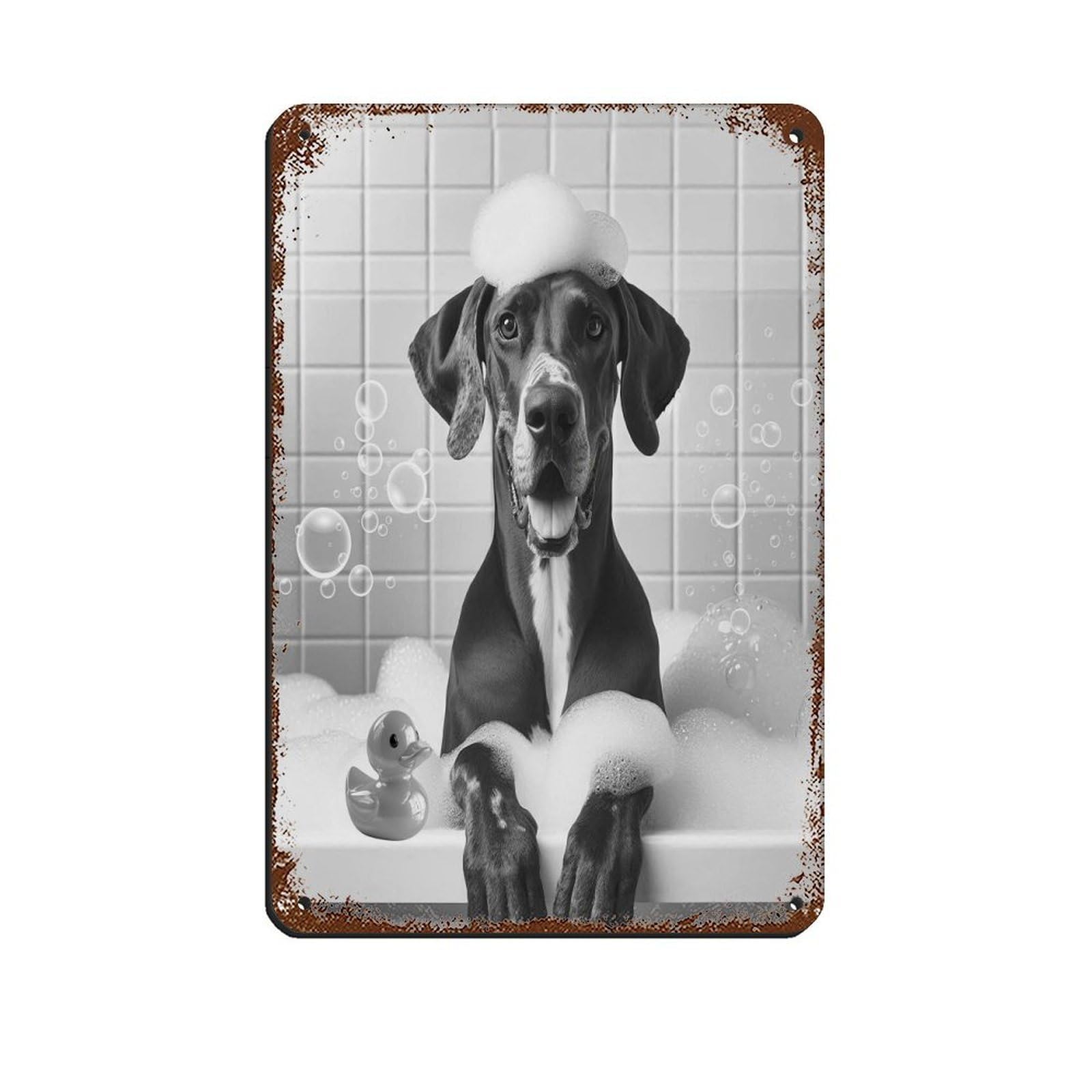 Lxwnze 20L X 30W Cm Great Dane, Funny Bathroom Decor（1） Tin Sign Vintage Metal Pub Club Cafe Bar Home Wall Art Decoration Poster Retro 8X12inch(20X30cm)
