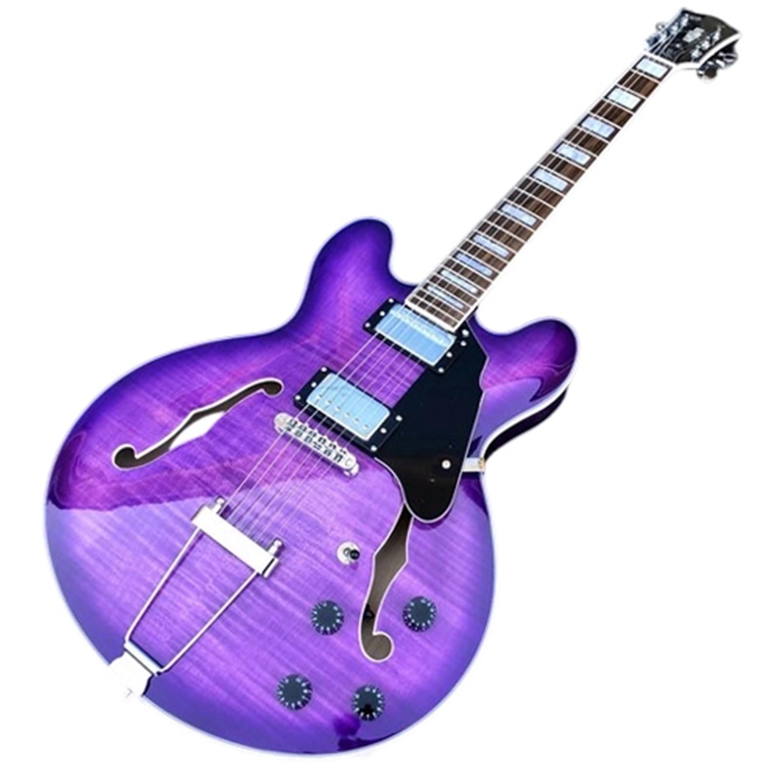 Gitara Elektryczna Humbucker Pickup Gitara Elektryczna Flame Maple Semi Hollow Body Jazz 6 Struny Chromowany Sprzęt