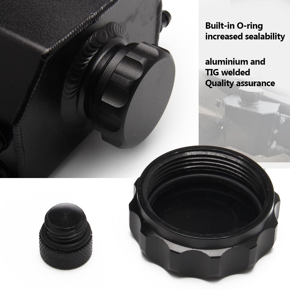 Shkalacar Universal Oil Catch Can Kit, pojemnik na olej z aluminium 1 l/2 l kwadratowy, zbiornik na olej ze śrubą spustową, czarny/srebrny