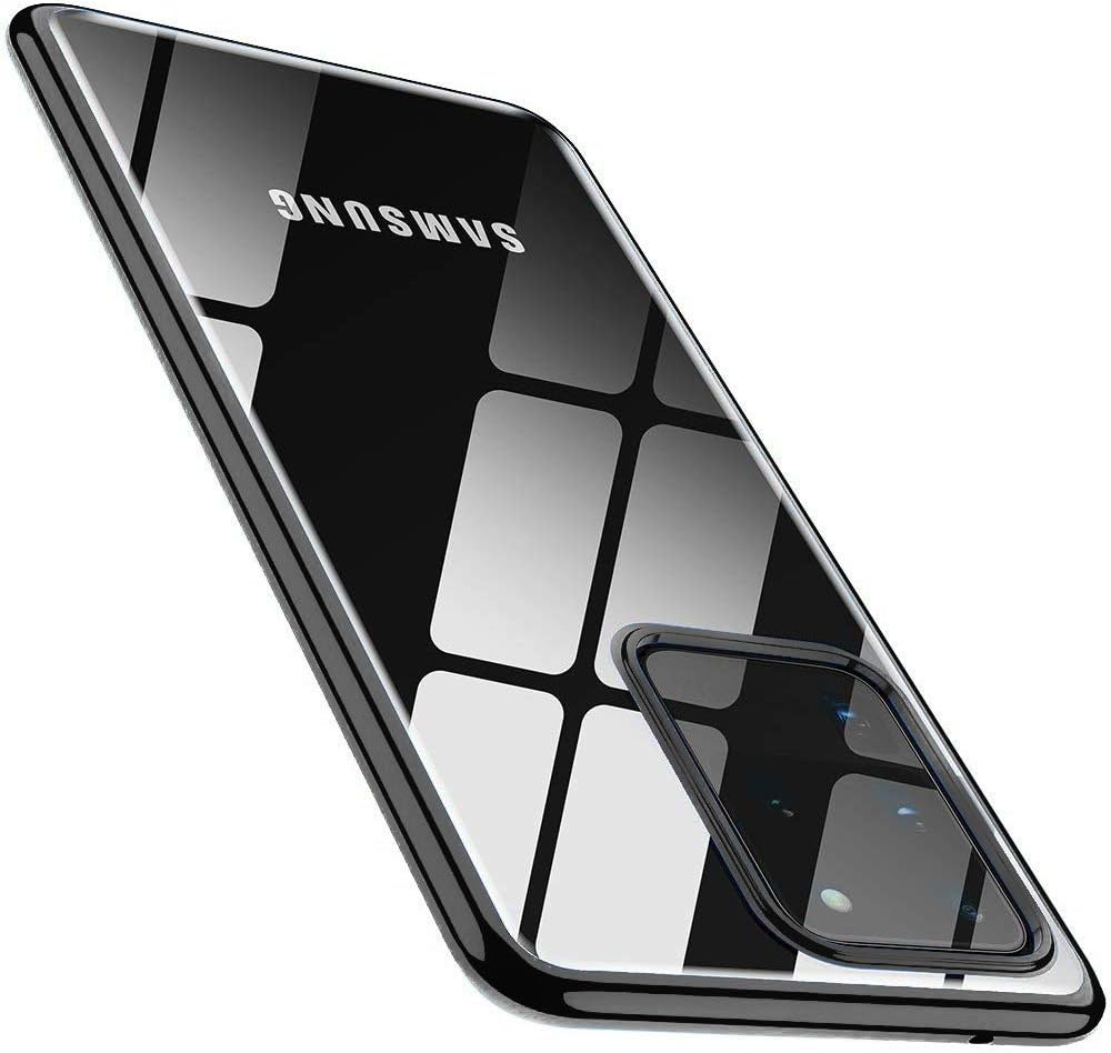 OULUOQI Compatible with Galaxy S20 Ultra Case 6.9 inch (2020), Soft TPU Clear + Ultra-Thin Case for Samsung Galaxy S20 Ultra, Glossy Black