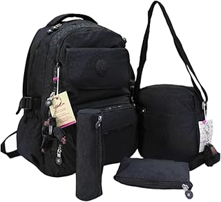 School bag Bundle with (Cross - Pencil Case - Pocket) - 18'' 45x33x16cm (Black)