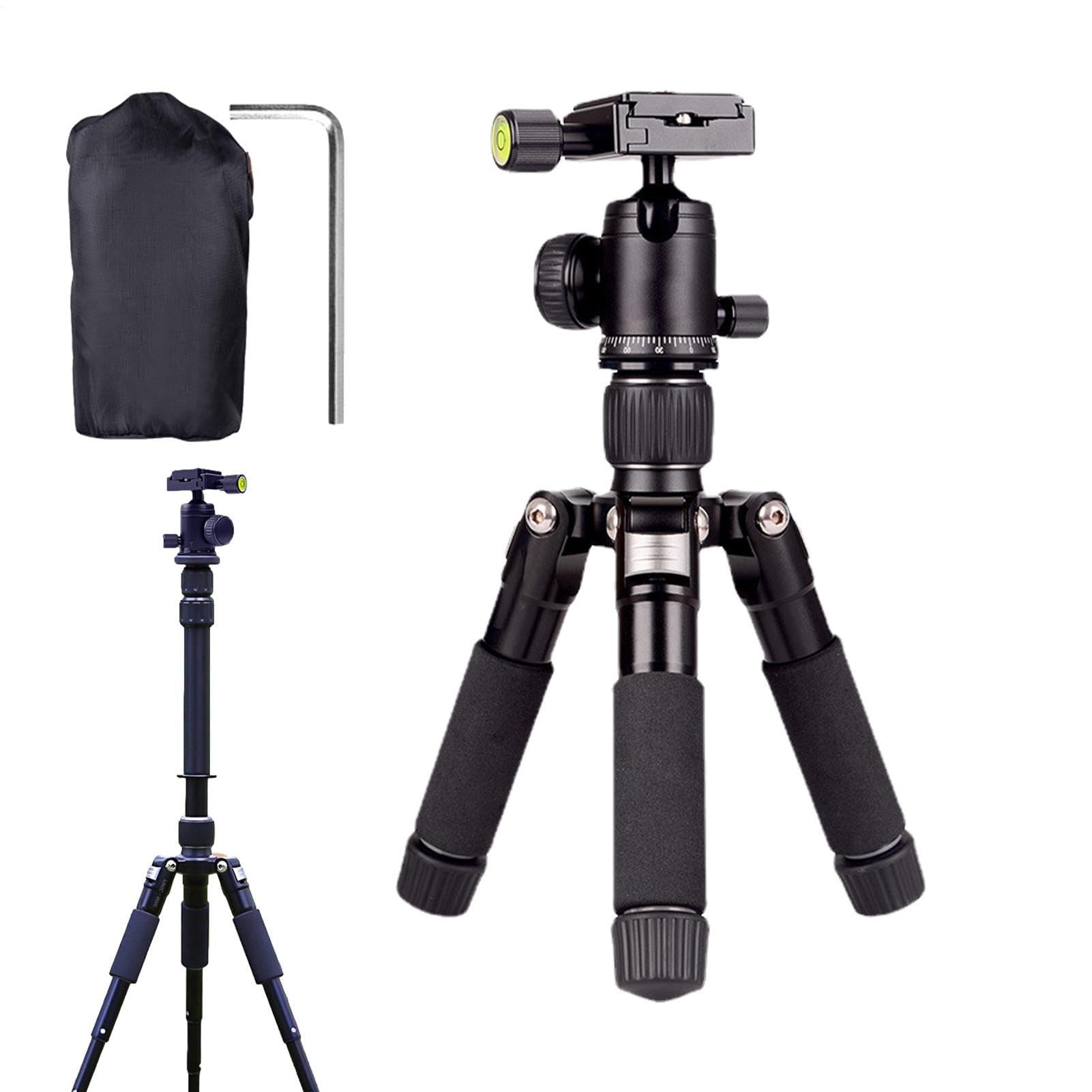 Treppiede Da Tavolo Portatile – Alluminio compatto e leggero | Mini Telefono Regolabile, Fotocamera Reflex Stabile per Video Selfie Vlog | Treppiede Da Scrivania per Torre