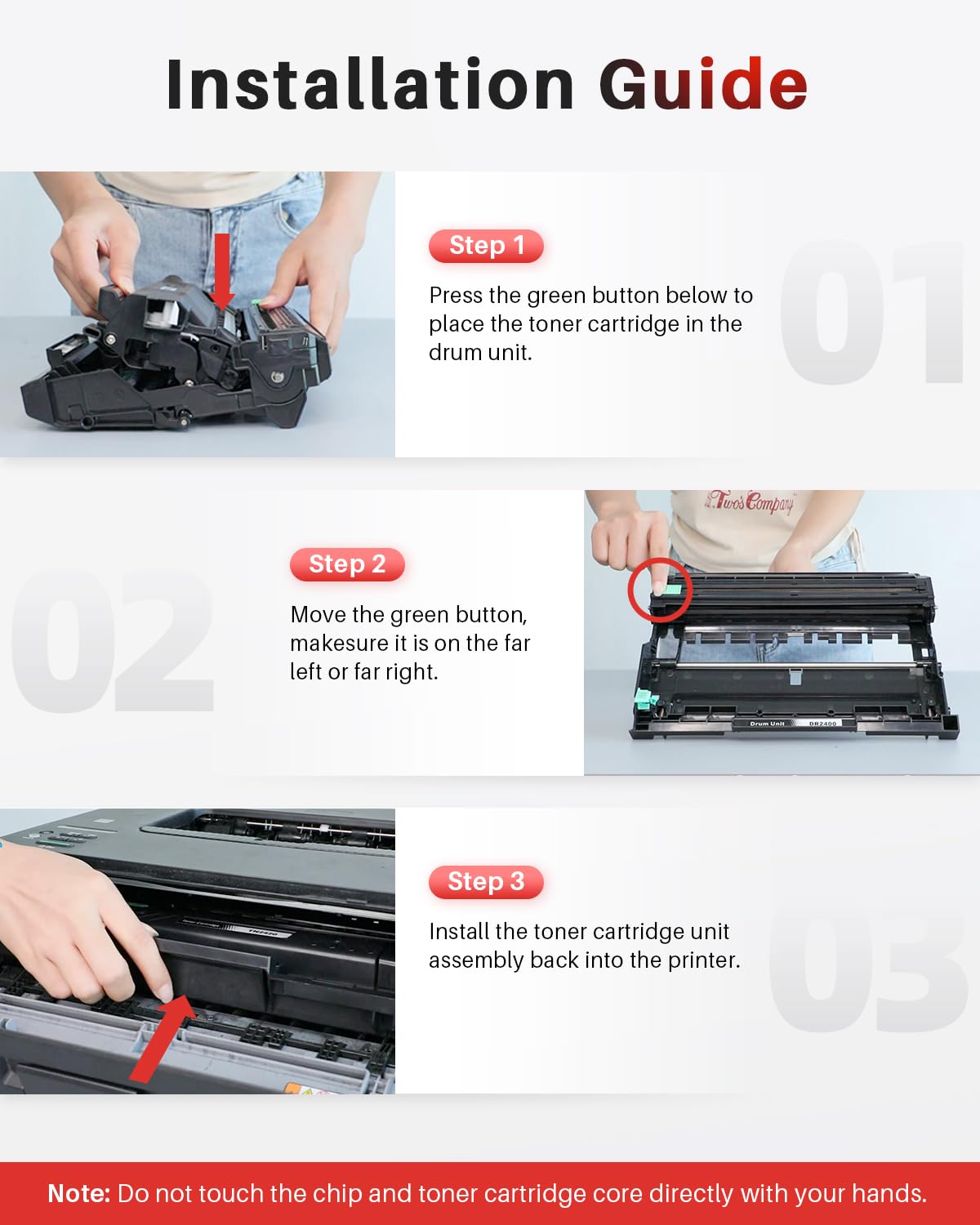 DR2400 Tamburo per Brother DR-2400 per Brother HL-L2310D HL-L2350DN HL-L2370DN HL-L2375DW DCP-L2510D DCP-L2530DW MFC-L2710DN MFC-L2730DW MFC-L2750DW (2 confezioni)