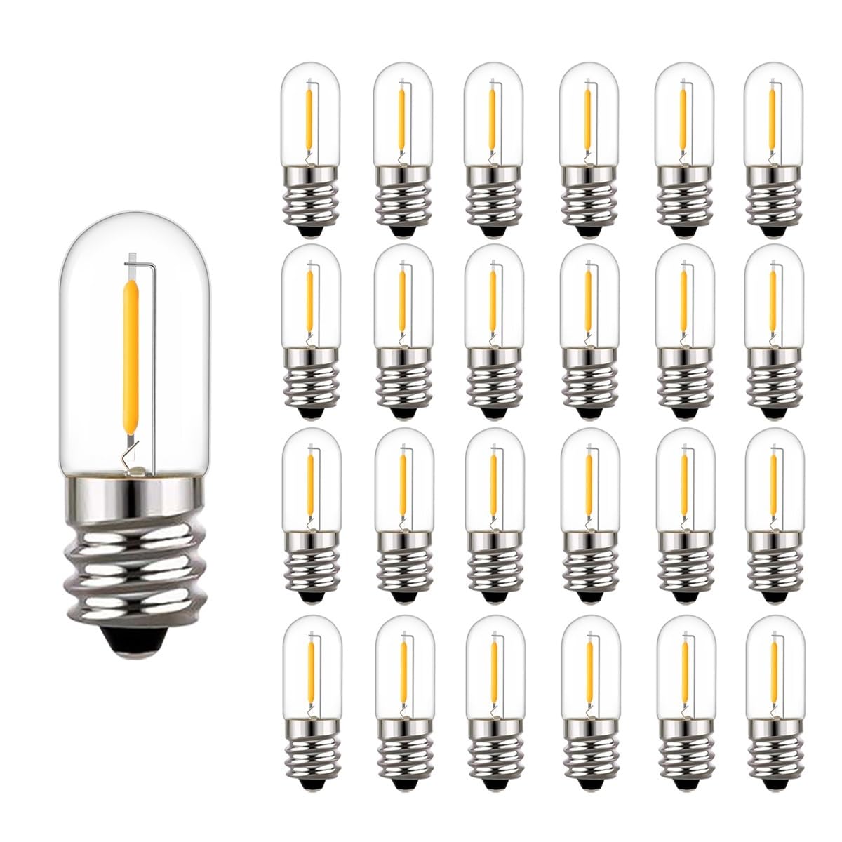 Kypszqpsh Warm White 2700K 25Pcs Led T16 0.6W String Replacement Light Bulbs E12 E14 Glass Light Bulbs 110V 220V Dimmable Outdoor String L (Color : Size : E14 220V_0.6w)