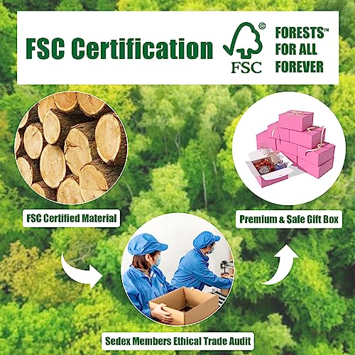 𝙁𝙎𝘾 𝙈𝙖𝙩𝙚𝙧𝙞𝙖𝙡 & 𝘽𝙍𝘾 International Certification, 10 Pcs Gift Boxes With Lids, 8X8X4 Inches Pink Gift Boxes With Ribbon, Kraft Paper Gift Boxes For Presents, Groomsmen Bridesmaid Proposal Box For Wedding Packaging Birthday Baby Shower Cupcake #TOP1