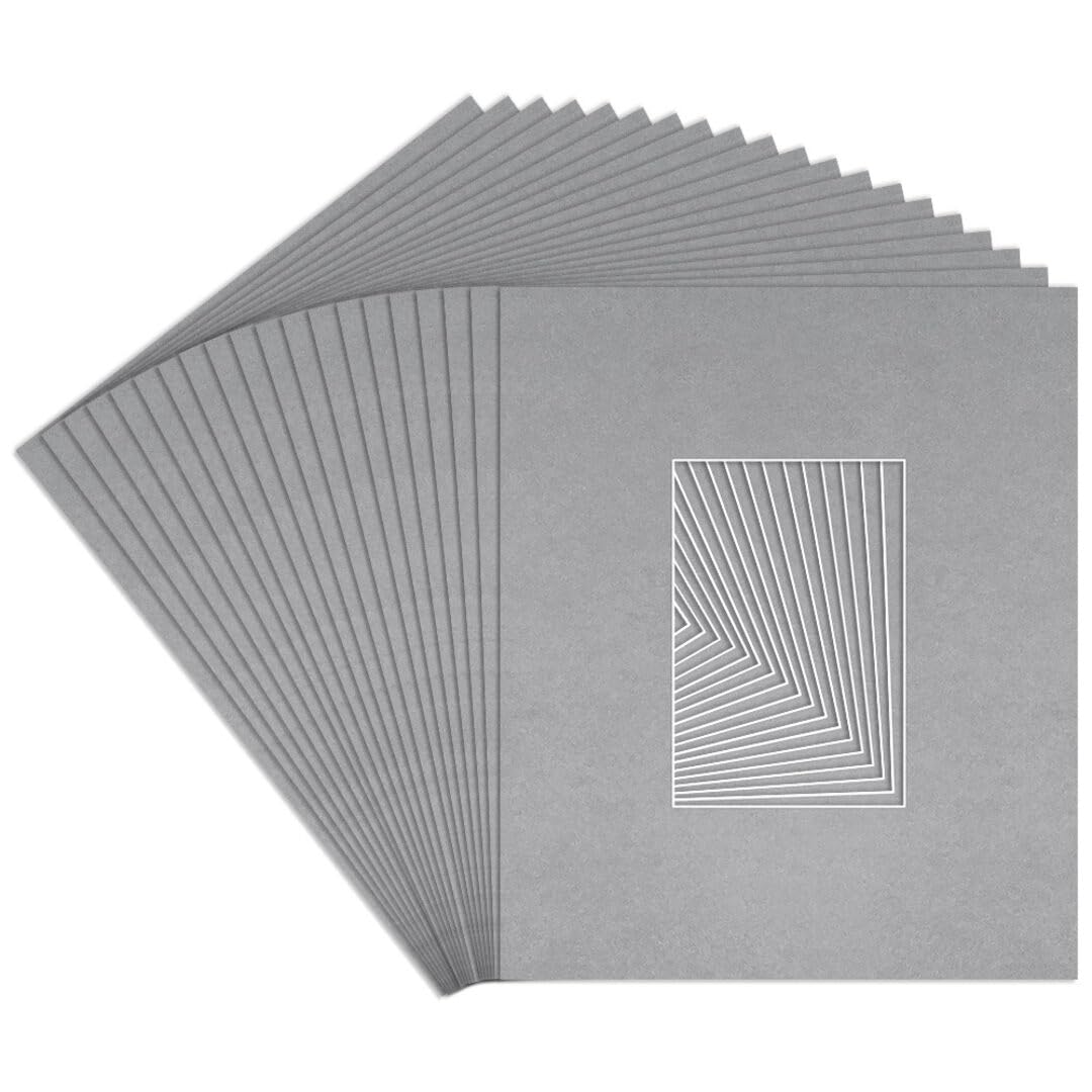Procut Global 12x10" Silver Picture Mounts to Fit 6x4" Aperture - Precision Cut Cardboard Photo Mount - Ideal for Frames, Prints, Artwork & Certificates - Sizes & Colours Available - 20 Pack