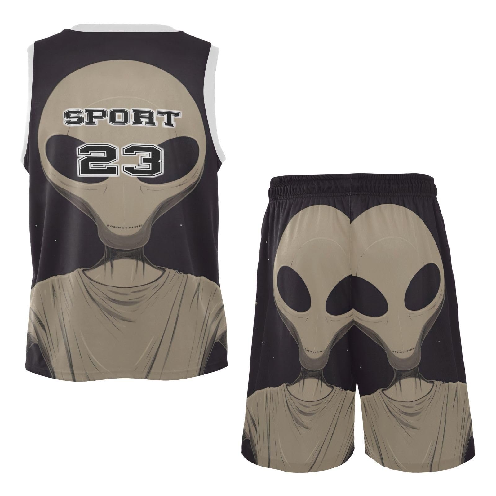 FLildon Cool Alien Boys Basketball Jersey Set Tank Top Shorts Tracksuit Sport Training Suit for Kids