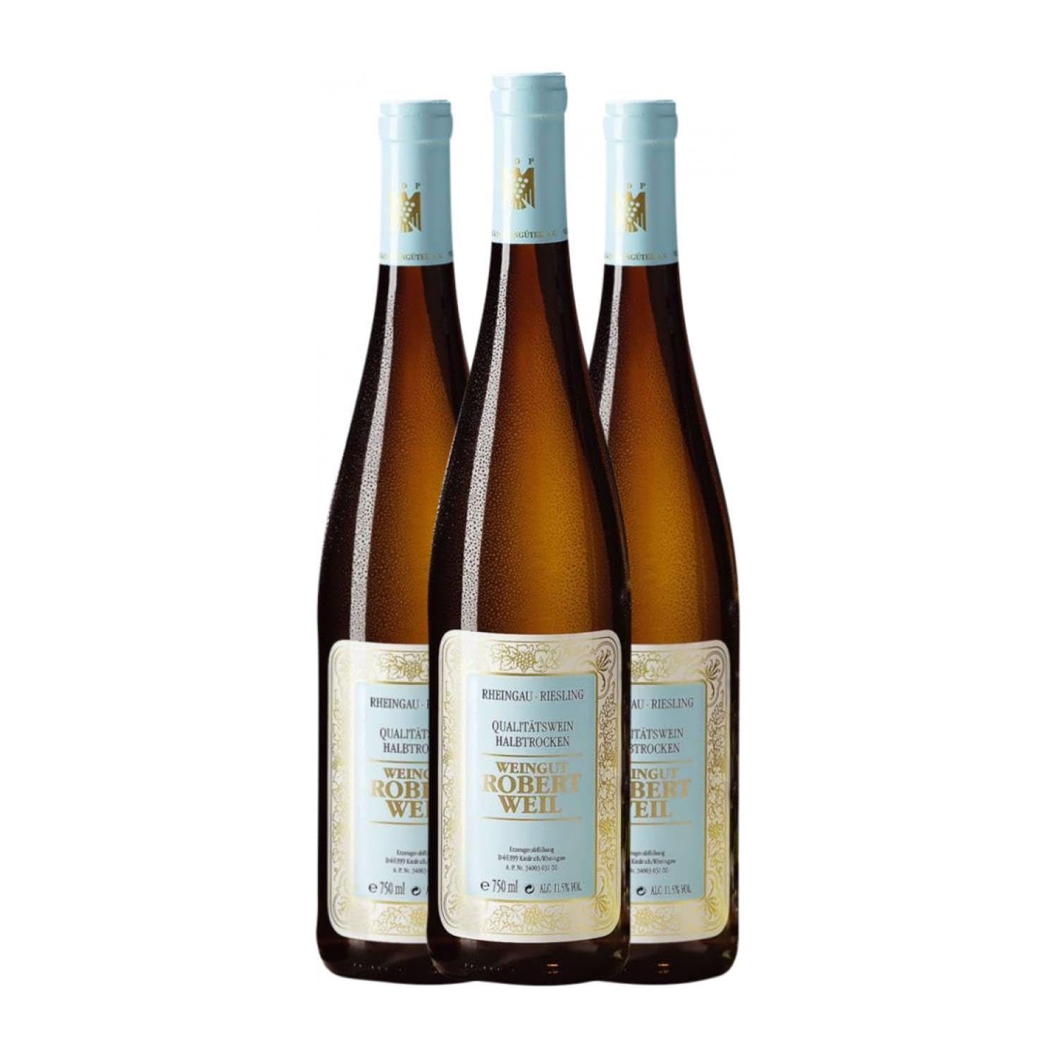 Robert Weil Riesling Halbtrocken Halbsüß Rheingau 75 cl Weißwein (Karton mit 3 Flaschen von 75 cl)