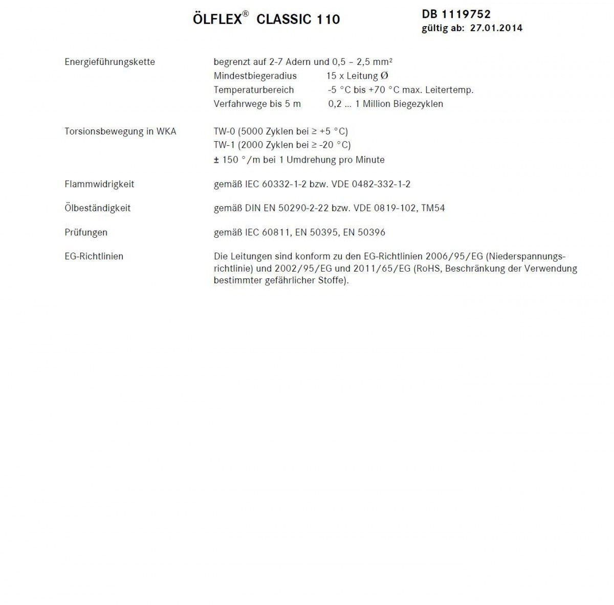 LAPP OeLFLEX® CLASSIC 110 Steuerleitung 5G 0.75mm² Grau 1119105-100 100m