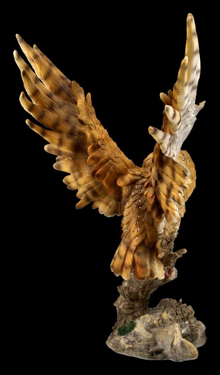 Figuren Shop GmbH Gufi Statuetta - Barbagianni Grande Vogel-Figur, Figura-Decorativa, Articolo Decorazione, Statua, Scultura, H 37,5 CM