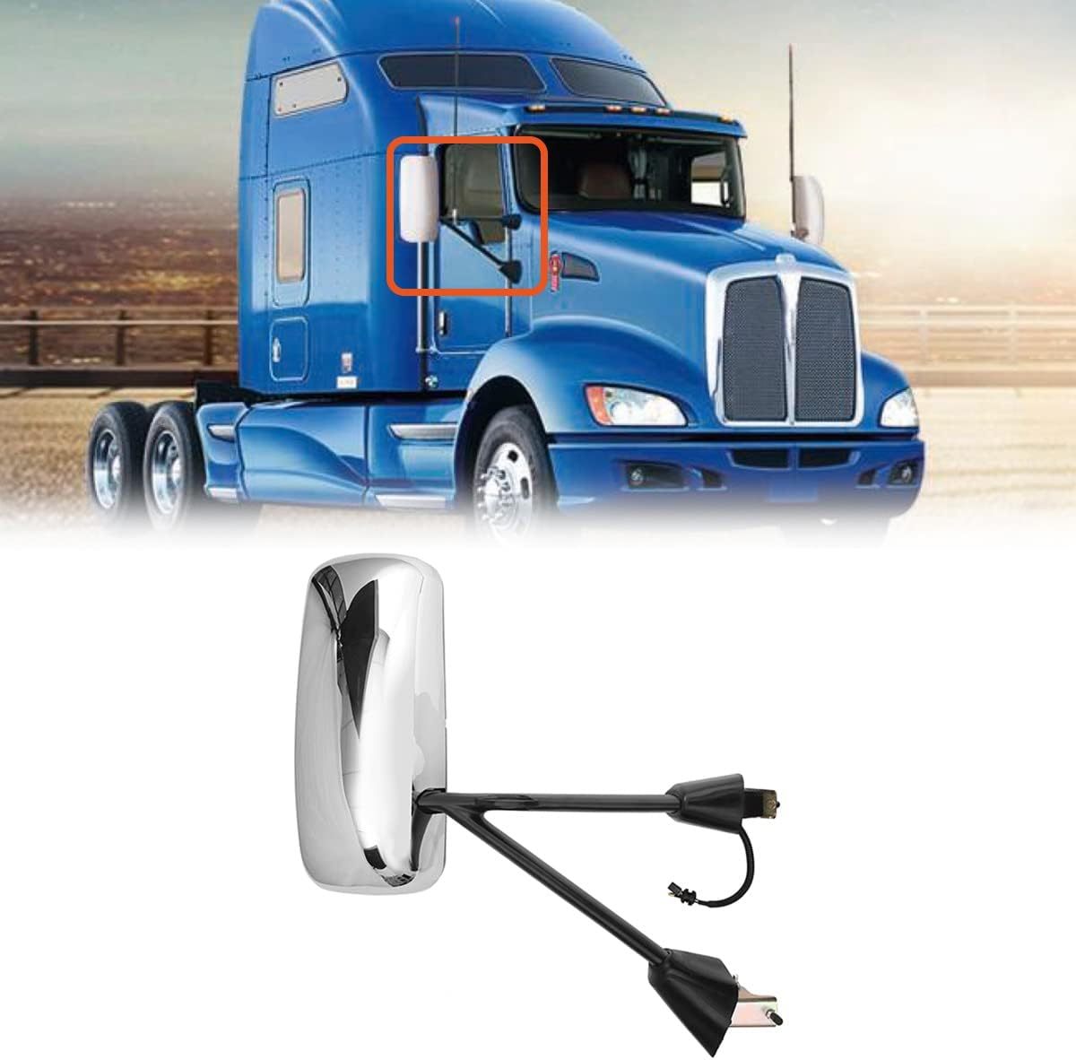 SEPEY Door Mirror for Kenworth T660, Motorized Power Heated