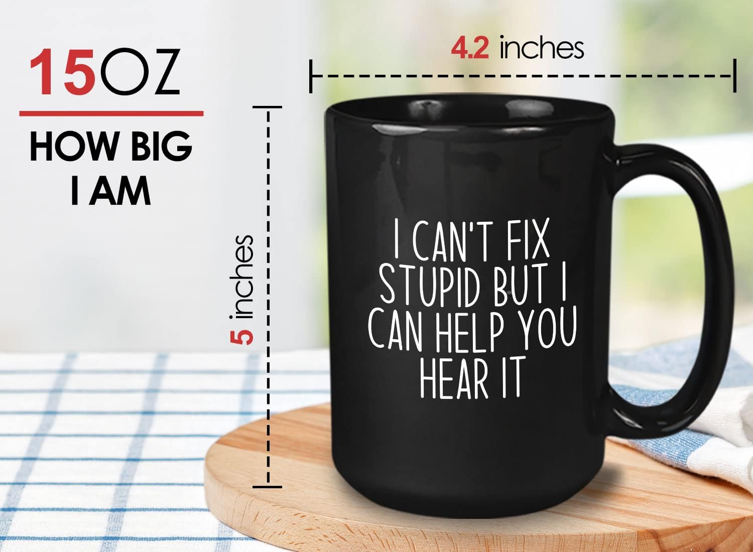 Bubble Hugs Audiologist Coffee Mug 15oz Black - I can't fix stupid - Audiology Ear Doctor Sonography Sonographer Neuropsychology Audiotory Pathology