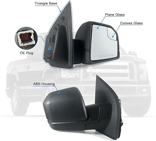 Miniatura 2 de Espejo de puerta lateral derecha del pasajero con vidrio de punto ciego para Ford F150 2015-2020 sin luz de señal de giro no calentada (3 pines).