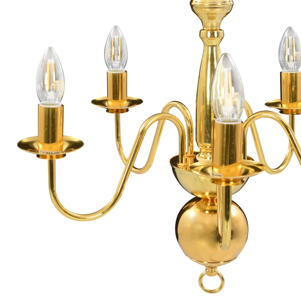 vidaXL Lámpara de Araña 5xE14 Bombillas Hogar Casa Decoración Iluminación Luz Mobiliario Habitación Diseño Estilo Dorada