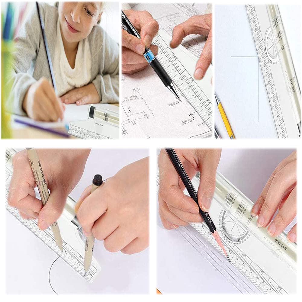 Règle Parallèle Roulante 30 Cm + Règle Acier 15 Cm - Dessin Technique, Lignes Parallèles, Cercles - étudiant, Designer - 13